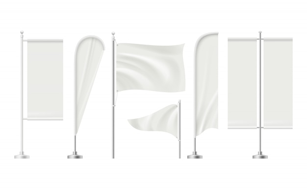 Strandflagge. Werbung für leere Fläche Werbung Schild Einzelhandelsmärkte Banner realistische Sammlung