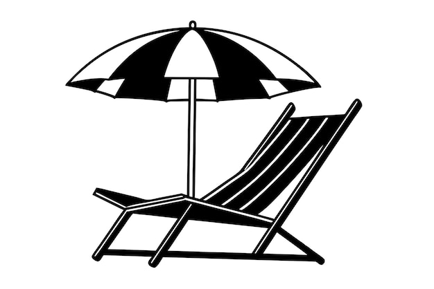 Strandstuhl mit Regenschirmen Vektorkunst
