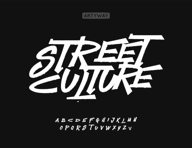 Straßenkultur Rohfont dynamische Buchstaben Straßenkunst Freestyle Alphabet Hiphop Branding unterirdisch