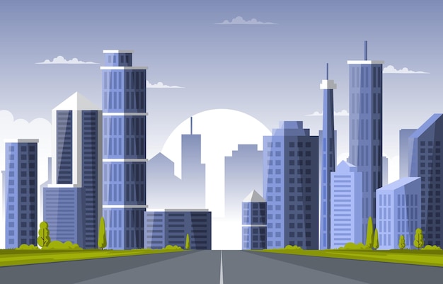 Straßenstadt-Hochbau-Stadtbild-Skyline-Geschäftsillustration