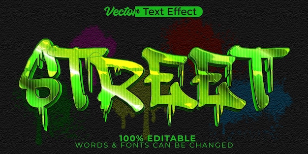 Straßenvektor-Texteffekt, editierbares Alphabet, Graffiti-Hip-Hop-Kultur