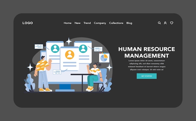 Strategie und Management Nacht- oder Dunkelmodus Web oder Landing-Seite dynamisches Personalmanagement