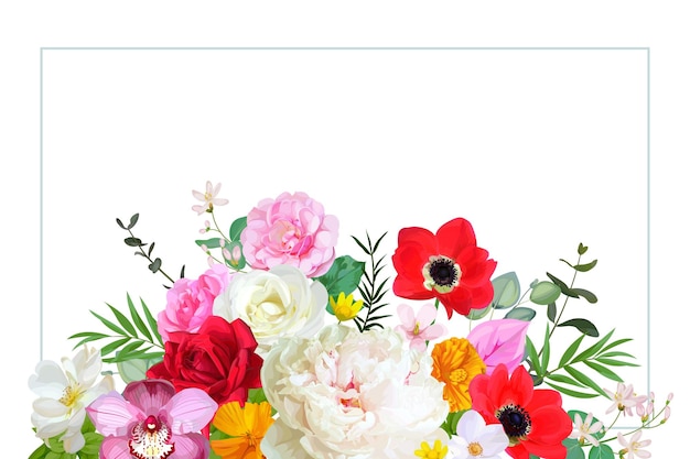 Strauß mit Pfingstrose und Anemonen