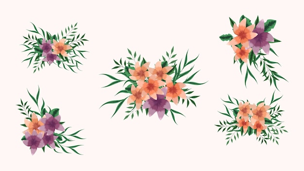 Vektor strauß strauß frühlingsblumen sammlung hübsch detaillierte clipart