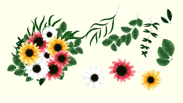 Strauß strauß frühlingsblumen sammlung hübsch detaillierte clipart