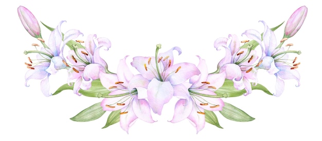 Strauß weiße Lilien Aquarell Blumenarrangement