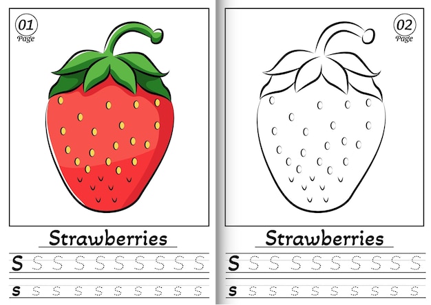 Strawberry Alphabet ABC Coloring Page S Alle Buchstaben des englischen Alphabets nachverfolgen