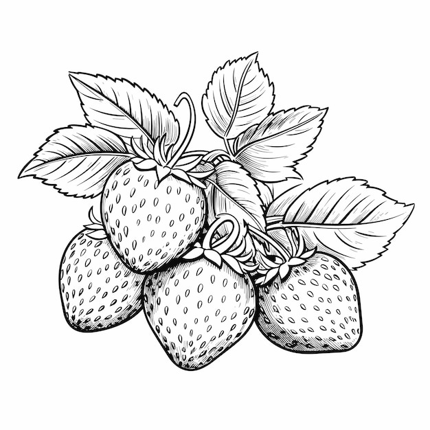 Vektor strawberry cartoon vector illustration naturkonzept isolierte premium-maskottchen obst malseite