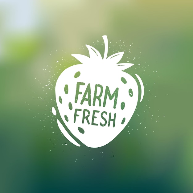 Strawberry farm fresh label-logo veganes bio-öko-symbol vektor-illustration