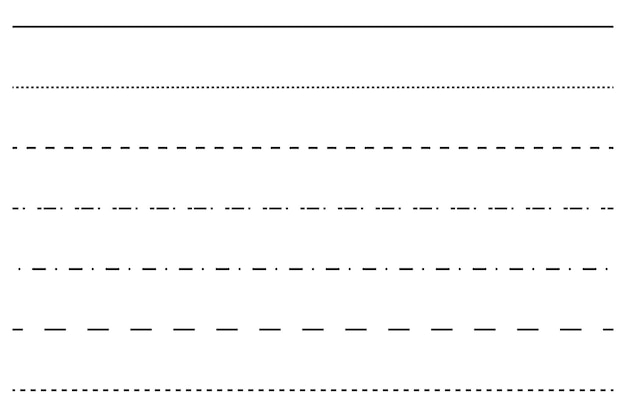 Strecklinienvektor Punktierte Randelemente Einfaches grafisches Design Monochrom-Linien-Set