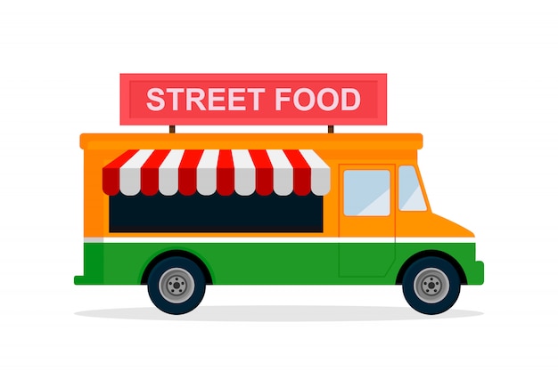 Street food truck. flaches design der vektorillustration.