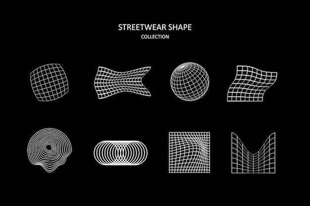 Streetwear-Asset 3D-Wareframe-Form, abstrakte Kollektion im urbanen Stil