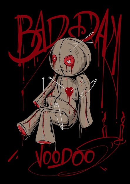 Streetwear-design der voodoo-puppenillustration