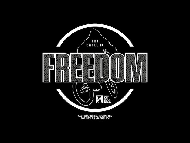 Vektor streetwear-kleidung, freedom-typografie-vektorvorlage, grafische t-shirts, bereit zum drucken