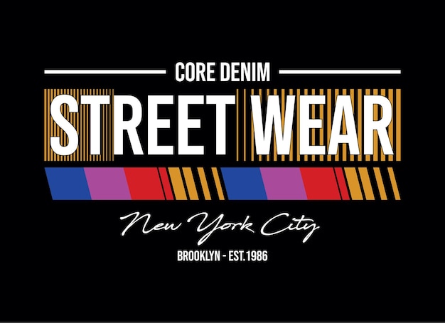 Streetwear new york city typografie design t-shirt bereit zum drucken von premium-vektoren