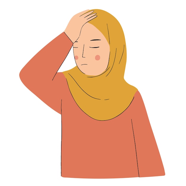 Stress depression müde hijab frau illustration