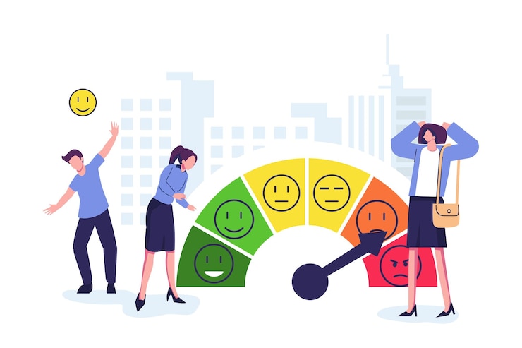 Vektor stress-niveau-stimmungsschale flachstil-illustration-vektor-design