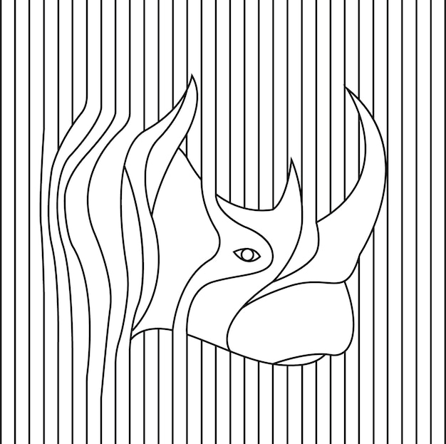Strichzeichnung der Nashornkopfvektorillustration