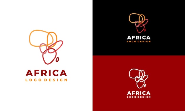 Strichzeichnungen afrika karte logo vorlage afrikanisches logo entwirft konzeptvektorillustration