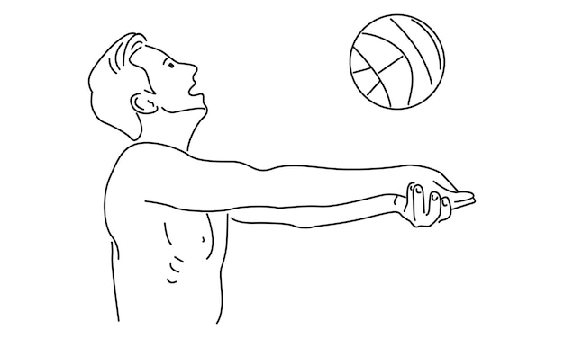 Strichzeichnungen eines volleyballspielers