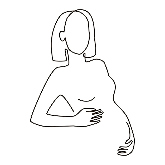Vektor strichzeichnungen für schwangere frauen. frauensilhouette. vektor-illustration