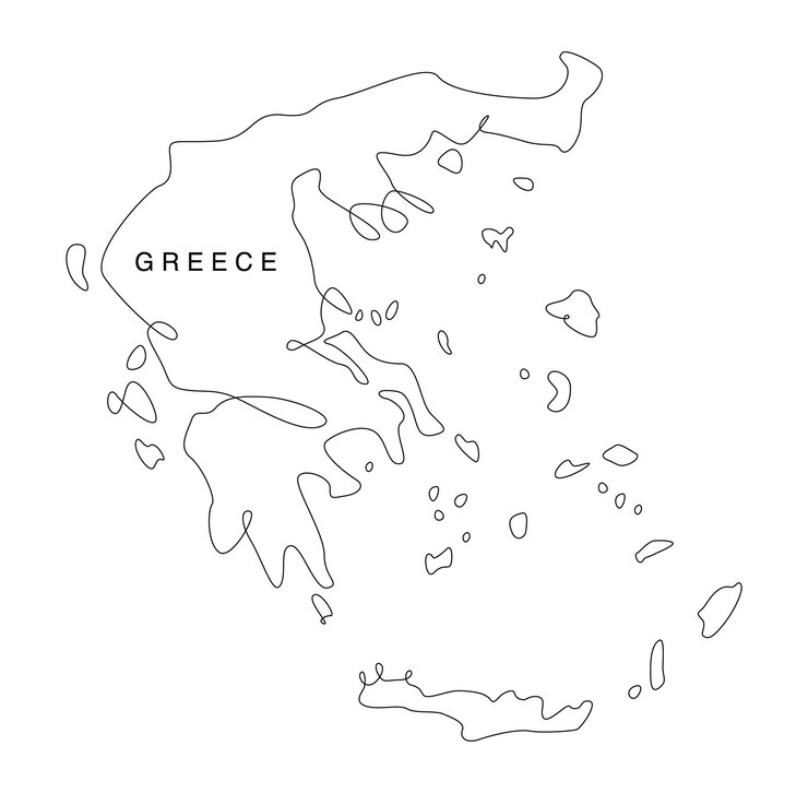 Vektor strichzeichnungen griechenland karte durchgehende linie europa karte vektor illustration einzelner umriss