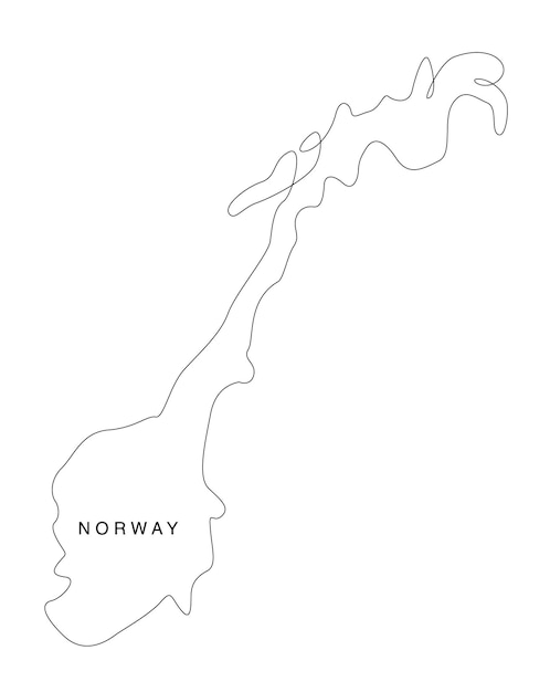 Strichzeichnungen norwegen karte durchgehende linie europa karte vektor illustration einzelner umriss