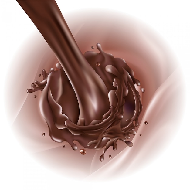Vektor strom des gießens von schokolade auf einem hellen hintergrund