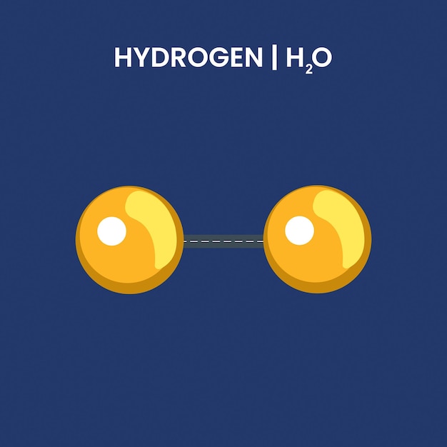 Struktur des Wasserstoffmoleküls. H2O bestehend aus Wasserstoff und Sauerstoff. Chemie Molekularformel.