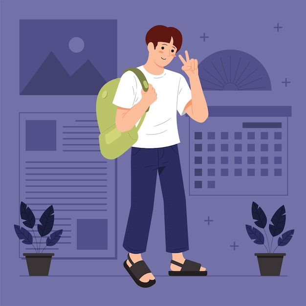 Student, Zeichen, Begriff, Vektor, Illustration