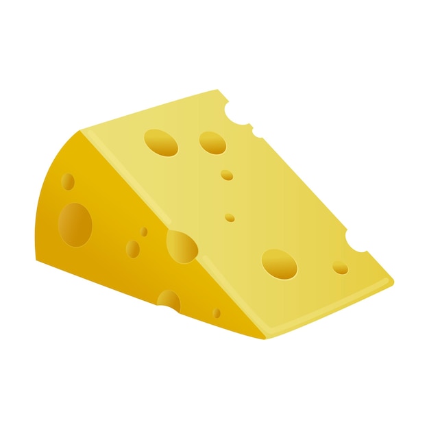 Stück Käse. Milchprodukt. Käse-Symbol. Realistische Vektorillustration lokalisiert auf Weiß