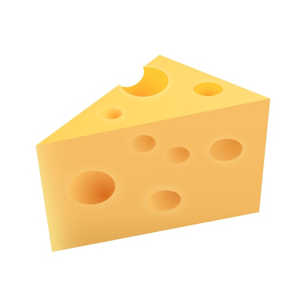 Stück niederländischer Maasdam-Käse-Vektor-Illustration isoliert auf weißem Hintergrund