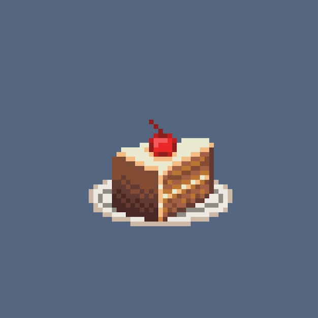 Stück Schokoladenkuchen im Pixelstil