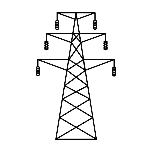 Stützen des Hochspannungs-Stromnetzes Vektordarstellung der elektrischen Übertragungsnetze von Versorgungsunternehmen Stromleitungen isoliert auf weißem Hintergrund