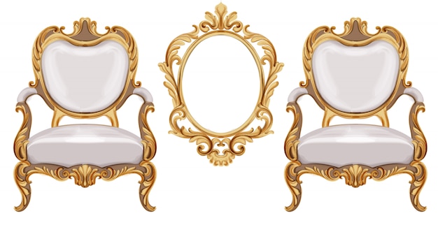 Vektor stuhl im louis xvi-stil mit goldenen neoklassizistischen ornamenten