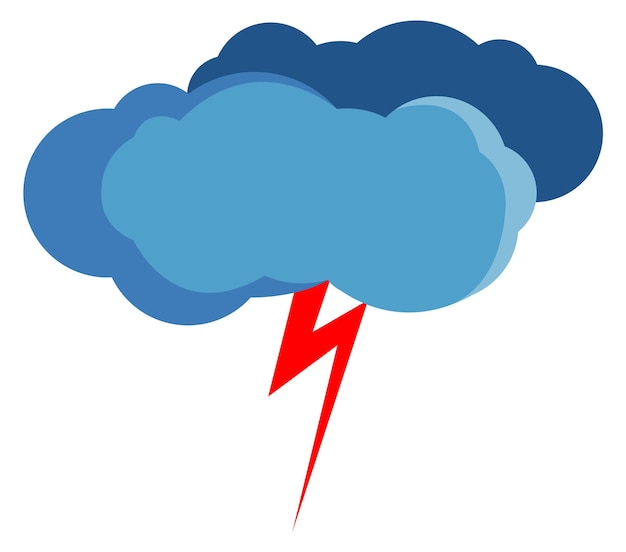 Vektor sturmwetter-farbsymbol blaue wolke mit isolierter beleuchtung auf weißem hintergrund