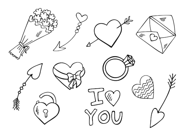 Stvalentinstags-doodle-set