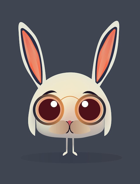 Stylisches süßes Kaninchen mit Brille Flaches Design lustige Cartoon-Figur. Langohriger Osterhase.