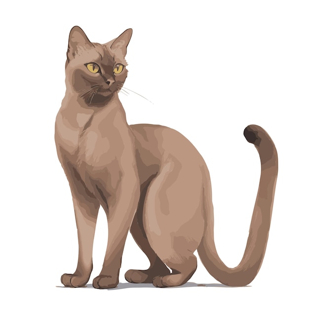 Sublime burmese cat illustration vektorzeichnung mit bearbeitbaren schichten vollständig bearbeitbare vektorzeichnungen