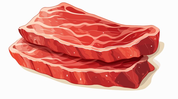 Vektor succulent raw beef slice für hot pot premium qualität chinesische und italienische küche konzept