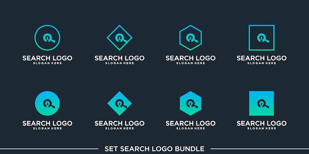 Suche logo bündel vektor icon konzept universelles symbol Premium