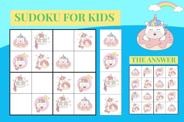 Sudoku-Blatt für Kinder Logik-Puzzle für Kinder Druckbares Puzzle-Spiel für Kindergarten