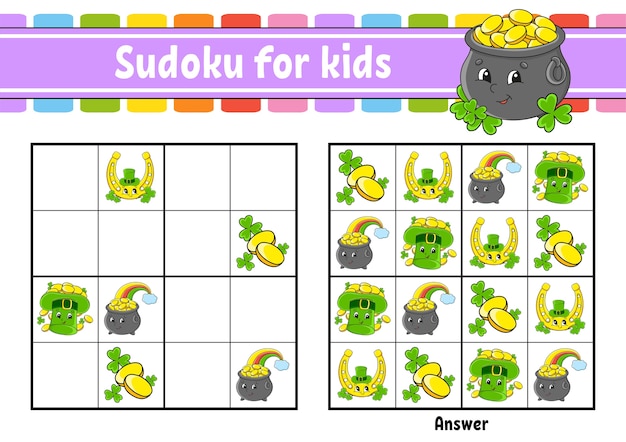 Sudoku für kinder bildungsarbeitsblatt