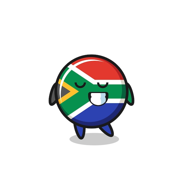 Südafrika-flaggenkarikaturillustration mit einem schüchternen ausdruck