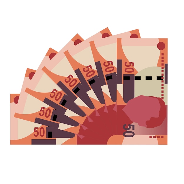 Vektor südafrika-rand-vektor-illustration afrikanisches geld set bündel banknoten papiergeld 50 db