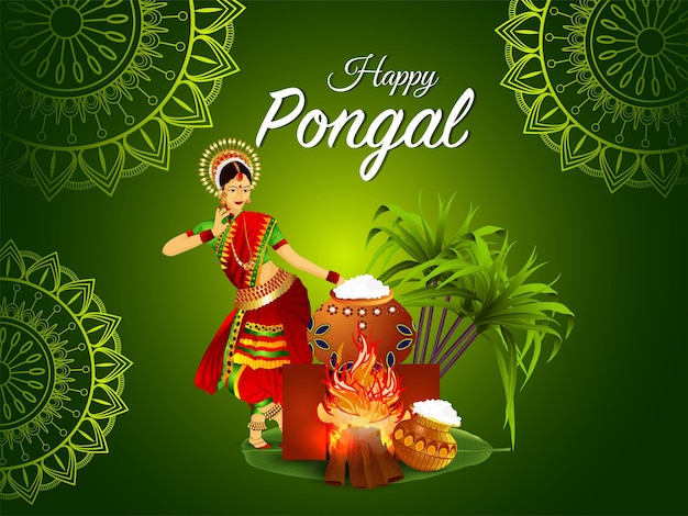 Südindisches festival fröhliche pongal-feier-grußkarte