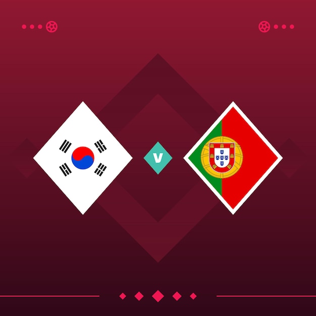 Südkorea portugal weltfußball 2022 spiel versus auf roter hintergrundvektorillustration Premium-Vektor