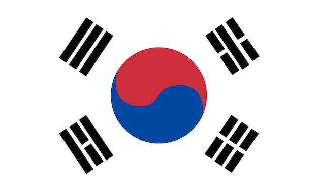 Vektor südkoreanische flagge mit offiziellen koreanischen nationalfarben und richtigen proportionen