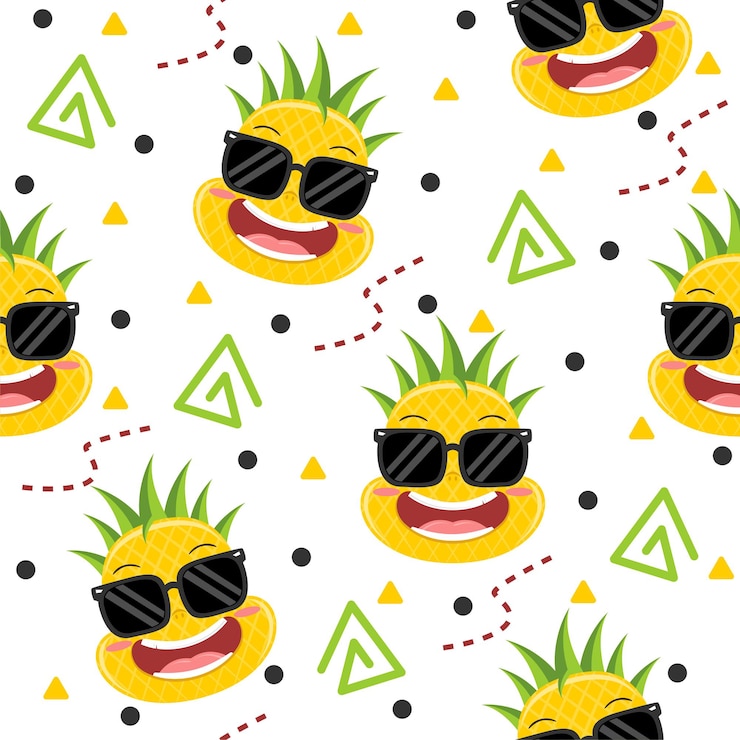 Vektor süße ananas mit brillenmuster illustrationen