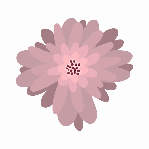 Süße blume auf einem isolierten weißen hintergrund im cartoon-stil. rosa blume mit einem muster. zur gestaltung von frühlingskarten, postern und mehr. windige abbildung auf lager.